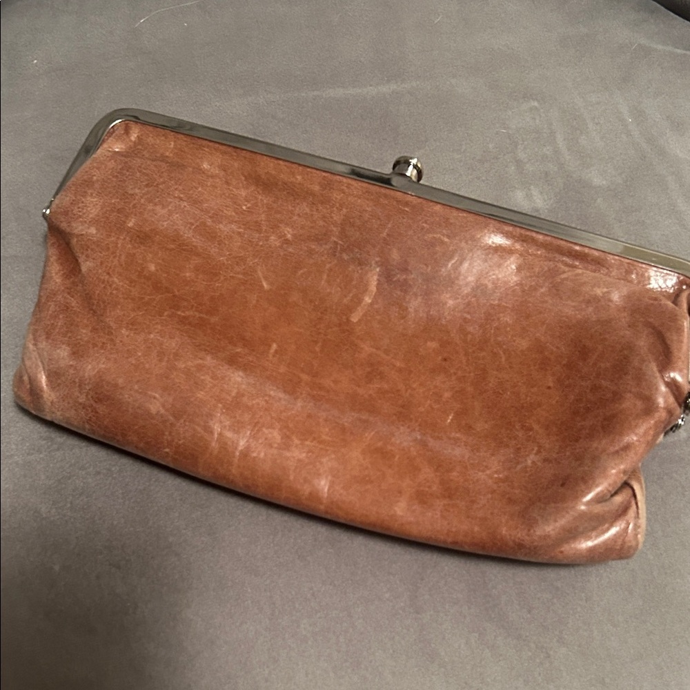 Hobo brand Brown Leather Kiss-Lock Clutch